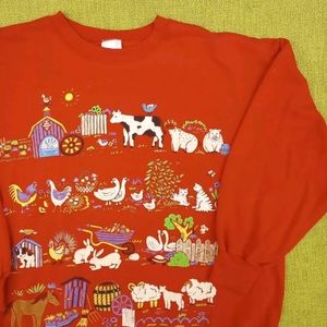 Vintage 80s sweatshirt Marcy n Me farm animals